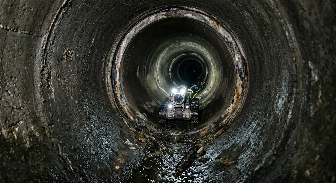Robotic sewer camera inspecting pipe interior for Drain Snake Service in Manassas